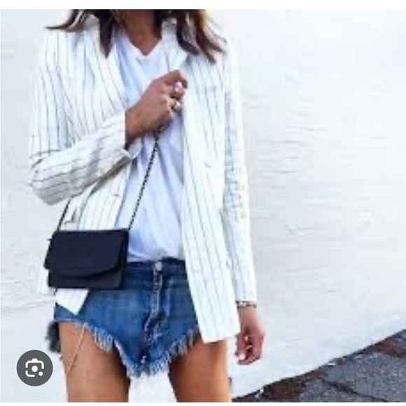 Camilla and Marc Nantucket Linen White Striped Blazer - Picture 1 of 12